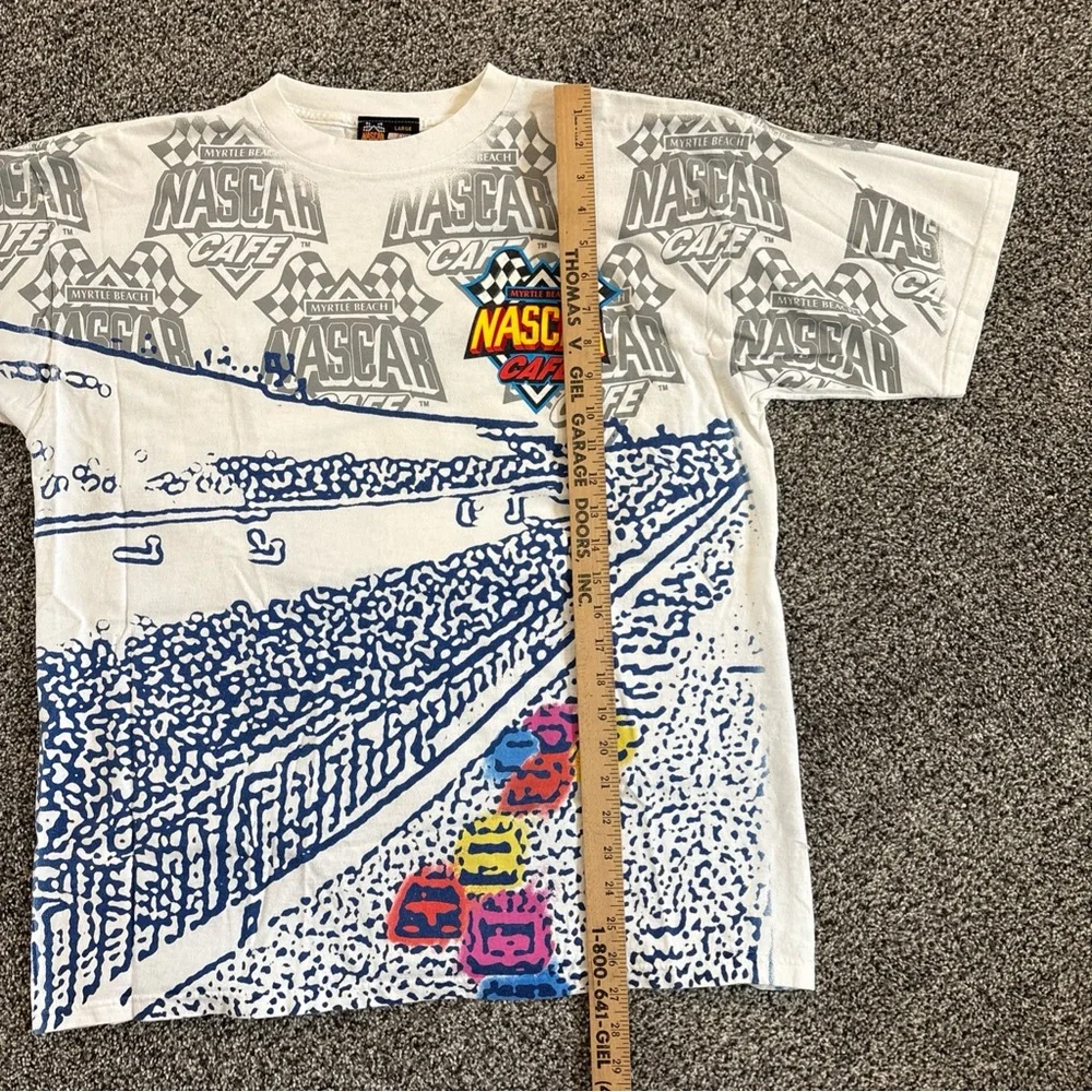 Vtg NASCAR Cafe Myrtle Beach Racing All Over Print 2 Sided T Shirt Size Large - Picture 11 of 11